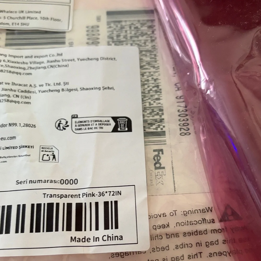 Clear Pink Transparent PVC shower curtain